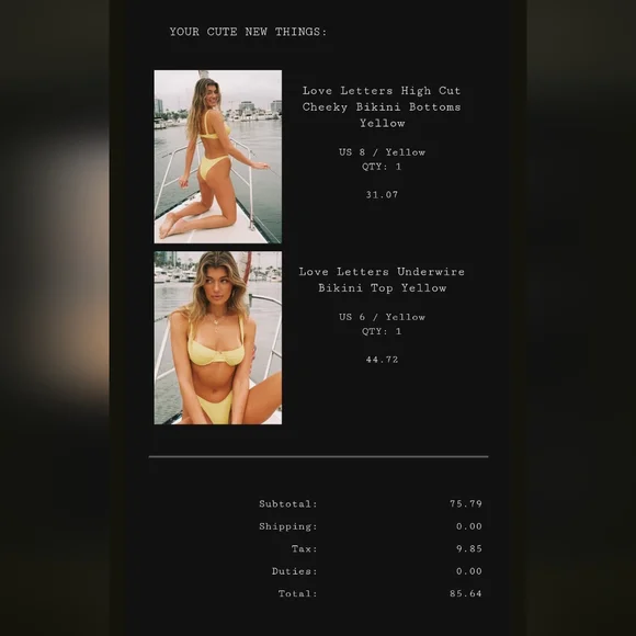 Princess Polly Yellow Ribbed Bikini Set - Picture 3 of 3